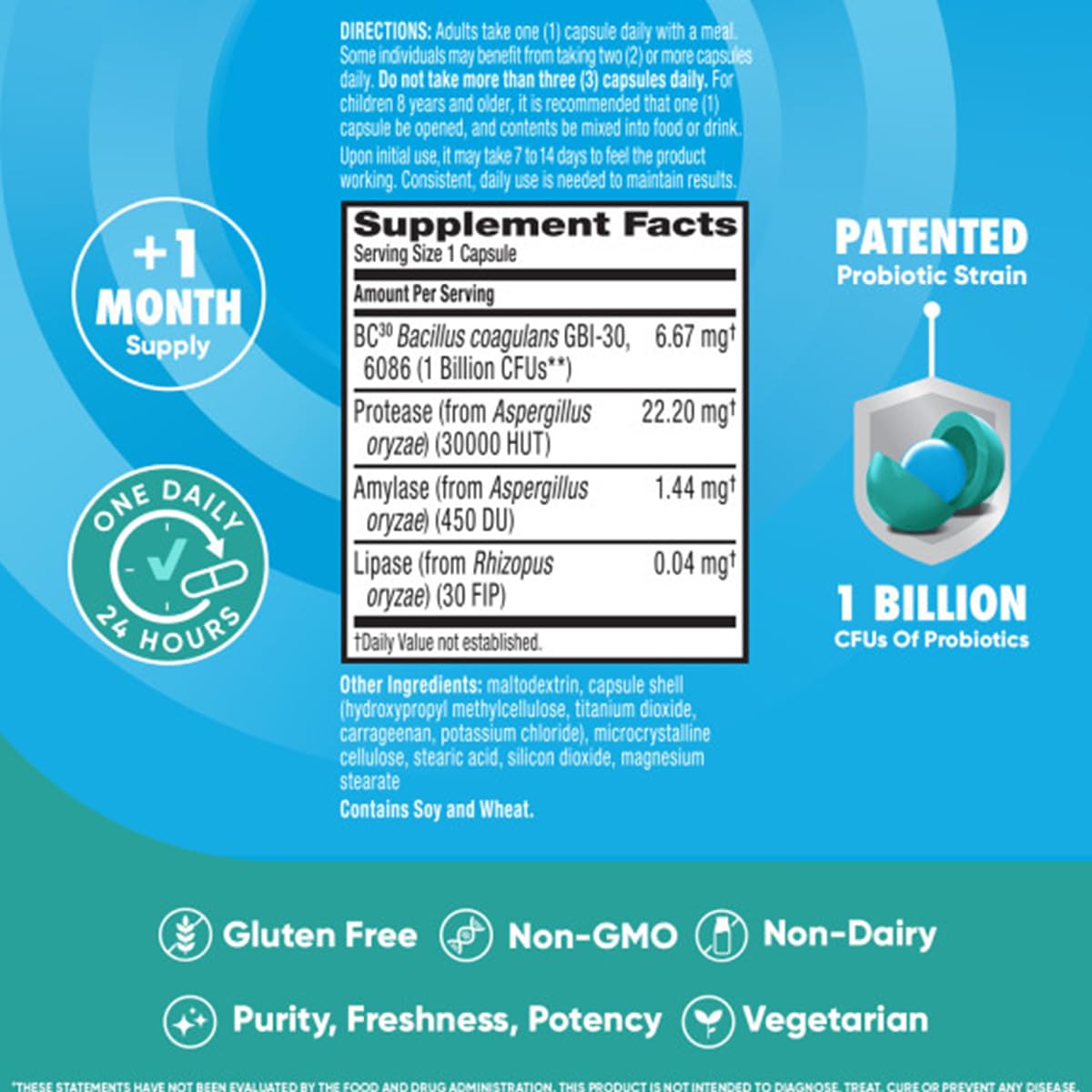 Digestive Advantage Intensive Bowel Support Probiotic Defends Against Gas & Bloating, 32 Capsules