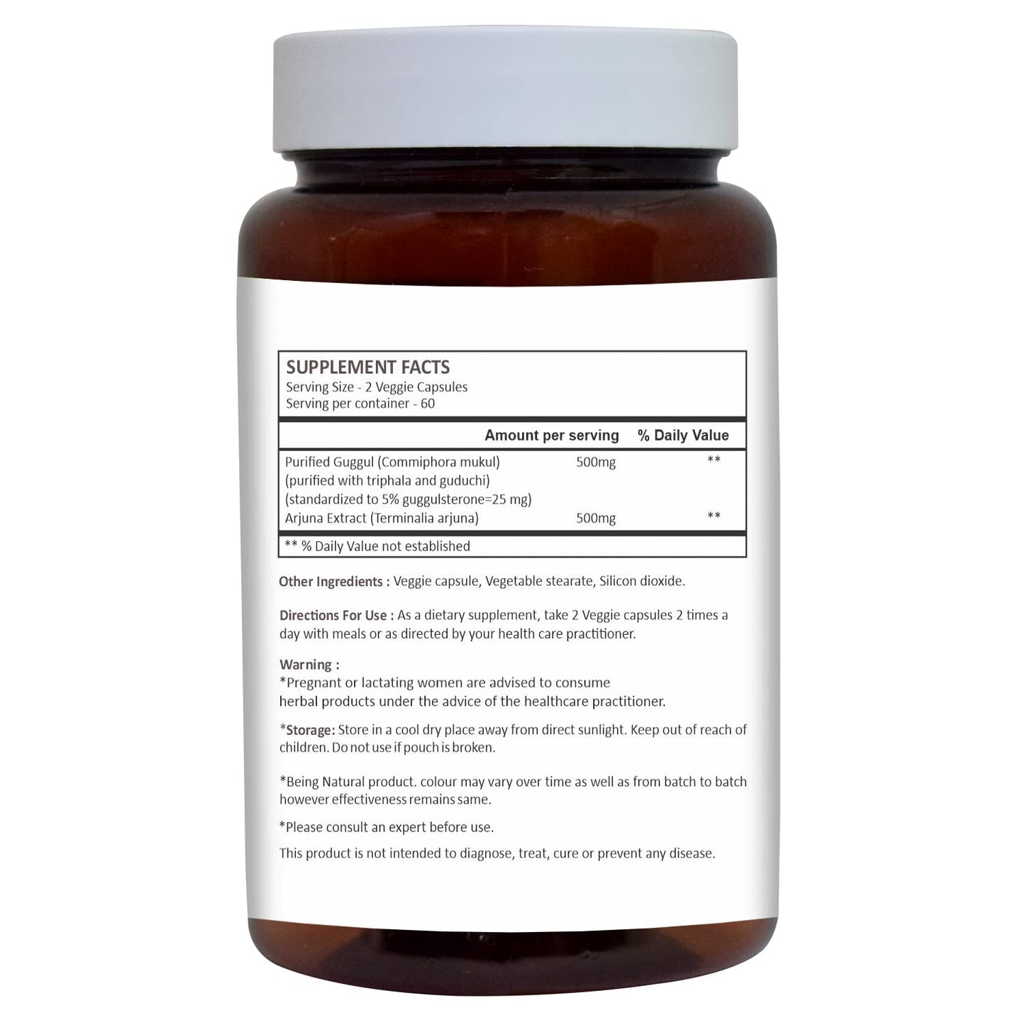 Herbal Hills Guggul Capsule with Arjuna Extract 1000mg, 120 Capsules