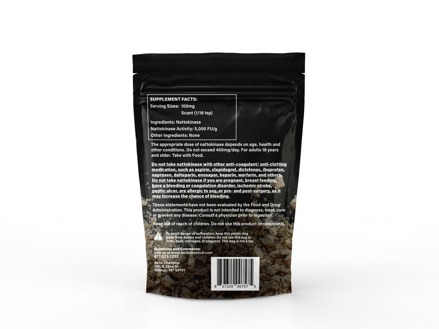 Belle Chemical Pure Organic Nattokinase Powder, 3.53 oz
