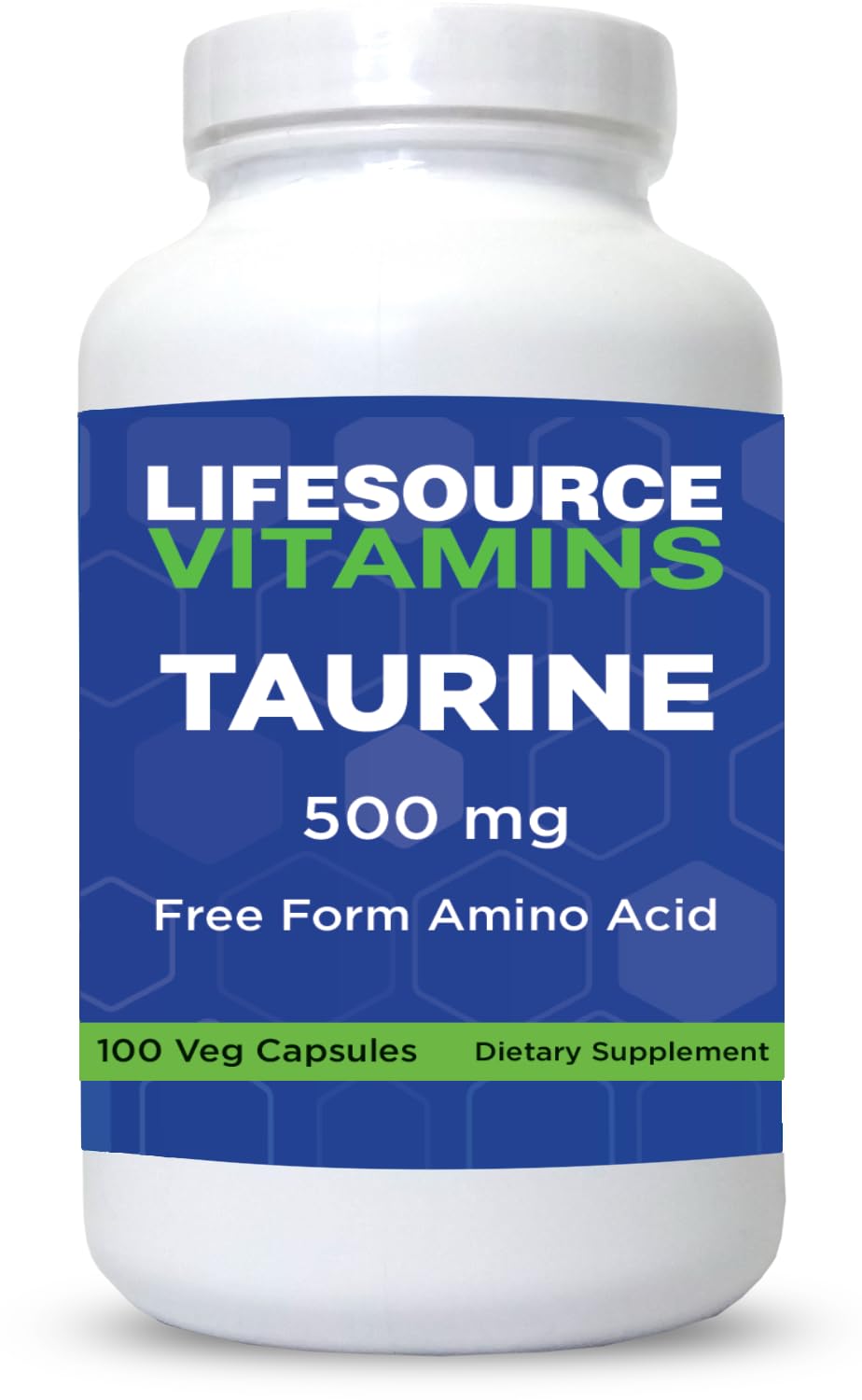 LifeSource Vitamins Taurine 500 mg - Amino Acid for Nervous System Health, 100 Capsules