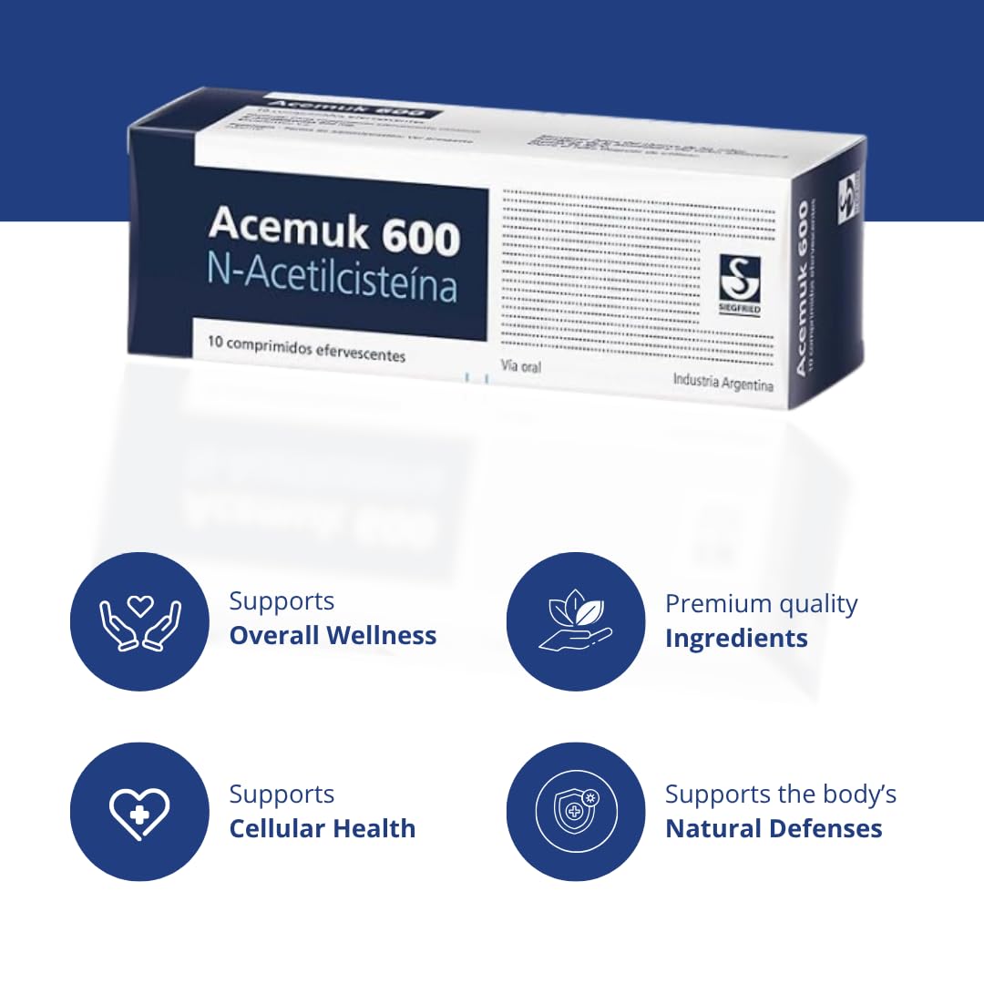 Acemuk N-Acetylcysteine 600 mg Tablets, 20 Count
