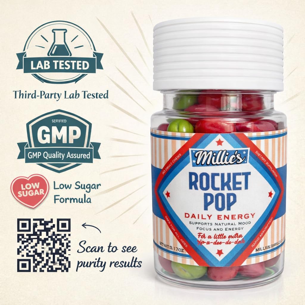 Millie's Rocket Pop Daily Energy Chews Chew 60