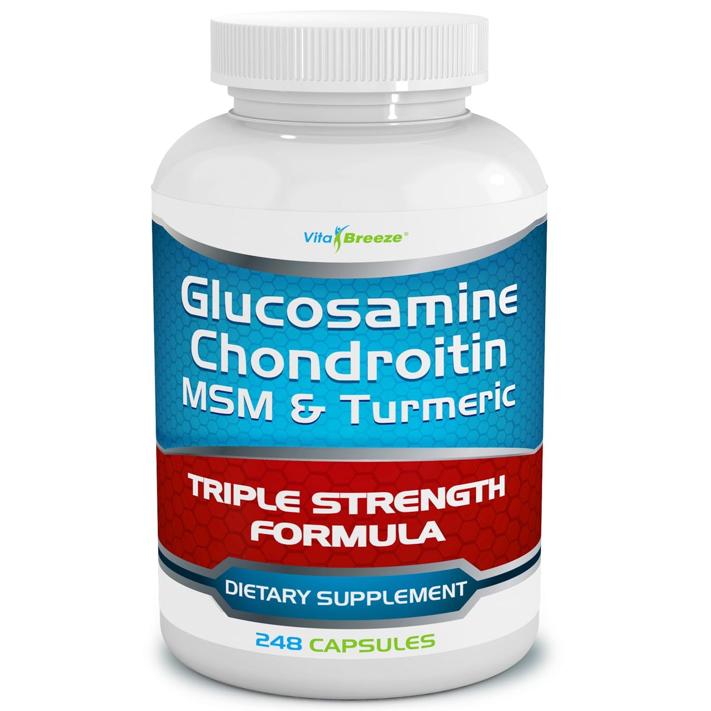VitaBreeze Glucosamine Chondroitin MSM & Turmeric Dietary Supplement Capsules 248