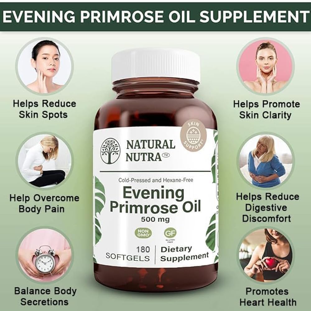 Natural Nutra Evening Primrose Oil Supplement Softgel, 180 Softgels