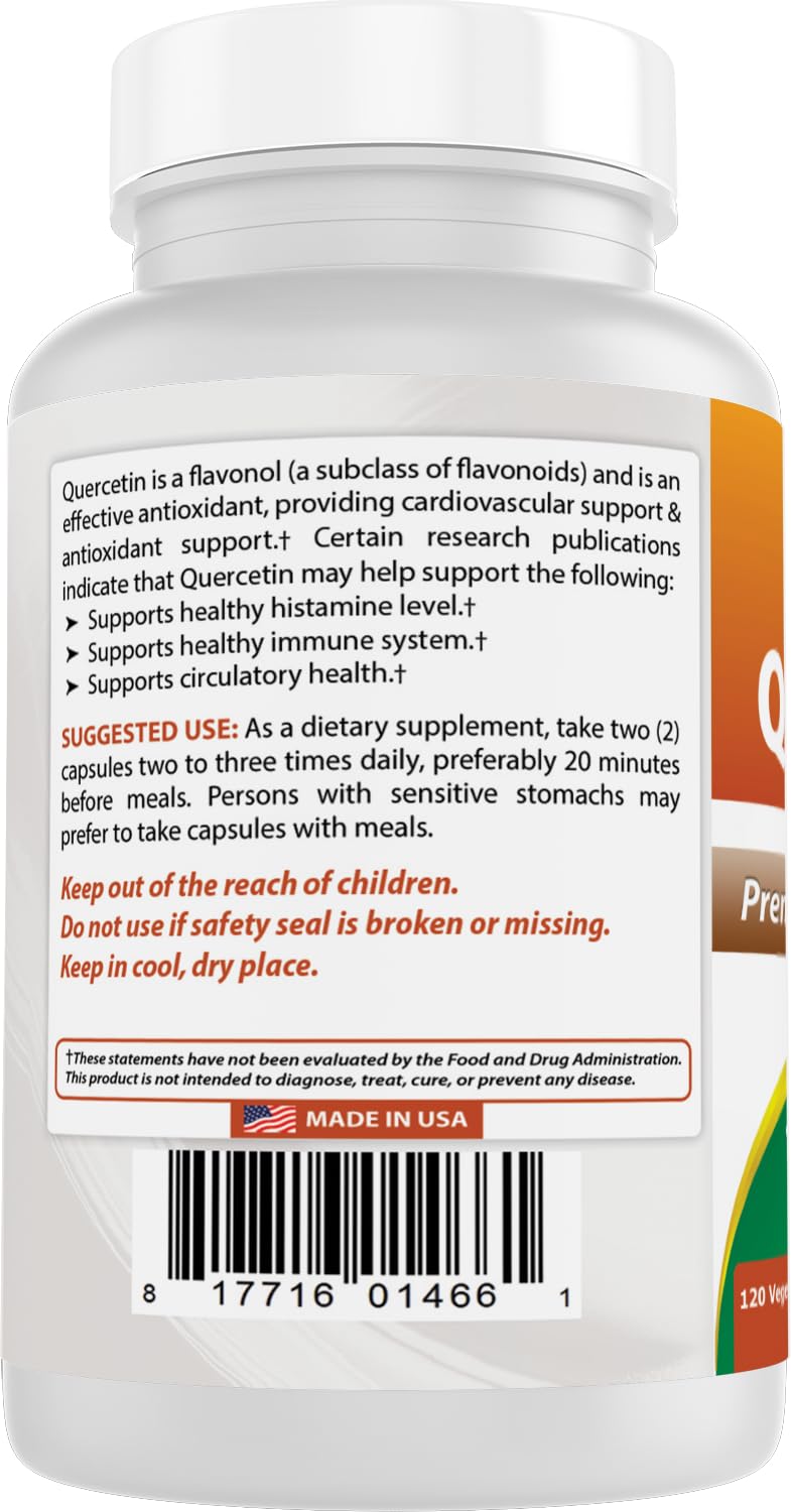 Best Naturals Quercetin 1000 mg Veggie Capsules, 120 Count