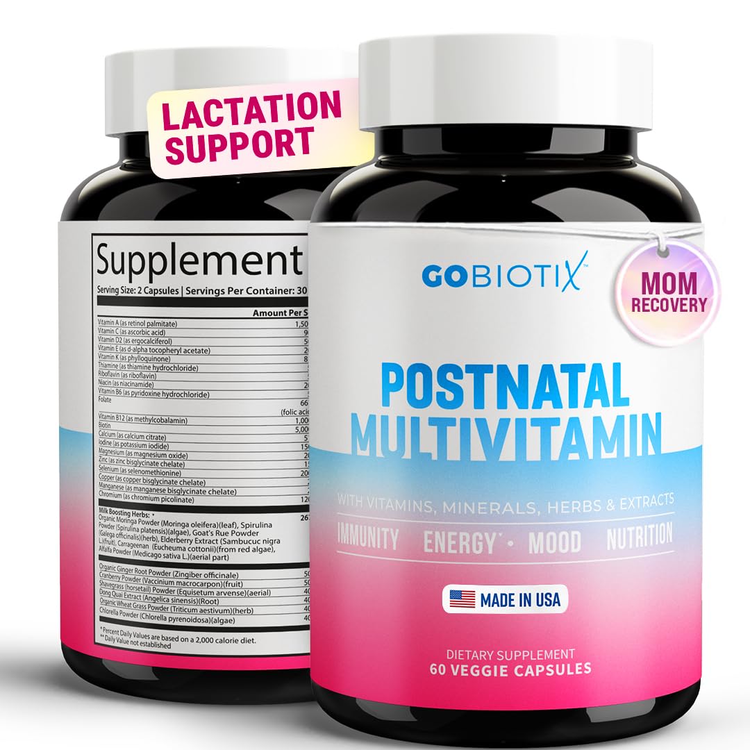 GOBIOTIX Postpartum Vitamins for Breastfeeding Moms 60 Capsules