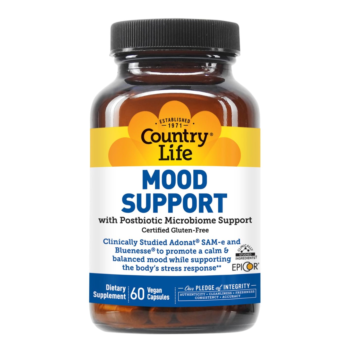 Country Life Mood Support Supplement Capsules, 60 Count