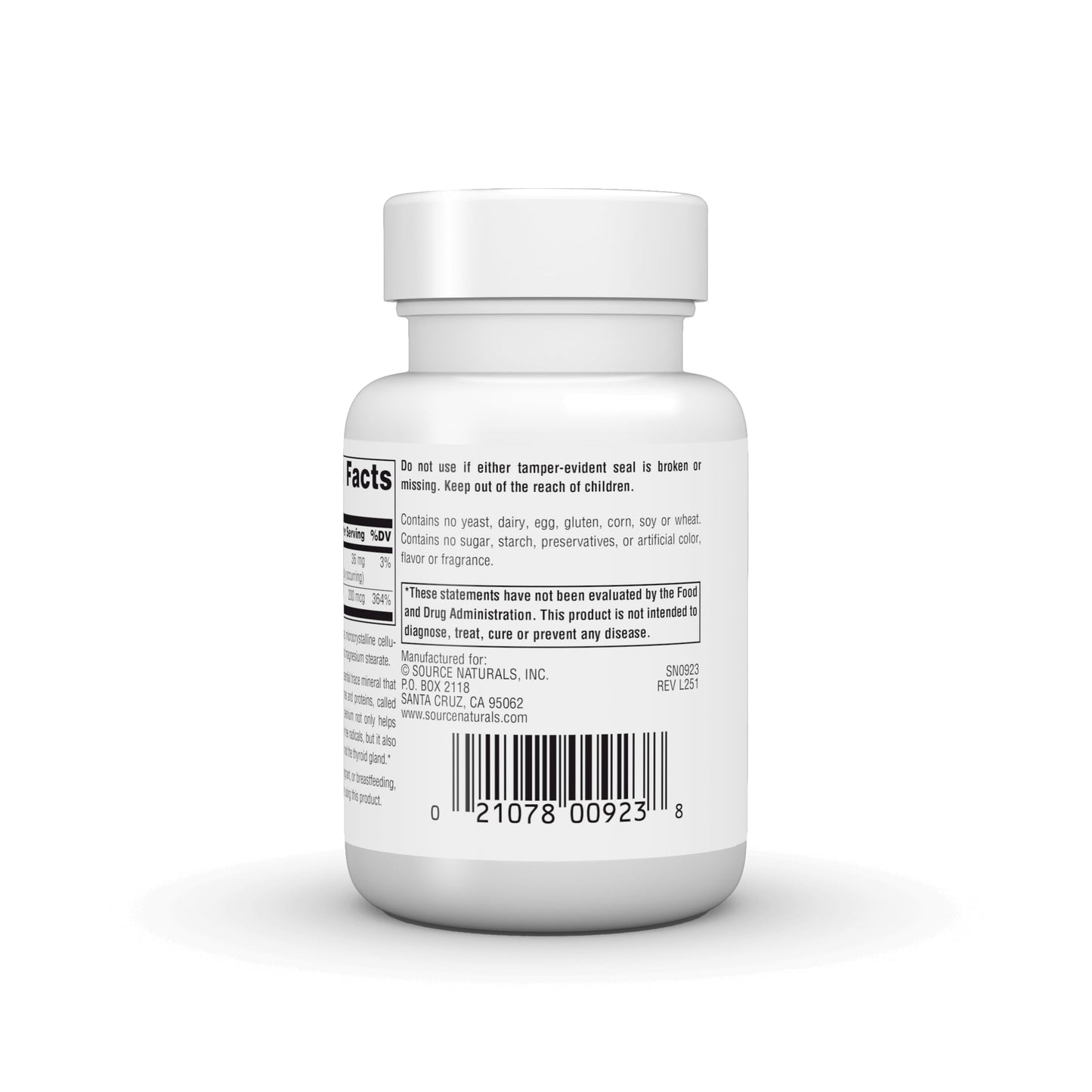 Source Naturals Yeast Free Selenium from L-Selenomethionine 200 mcg, Non-GMO Validated, 120 Tablets