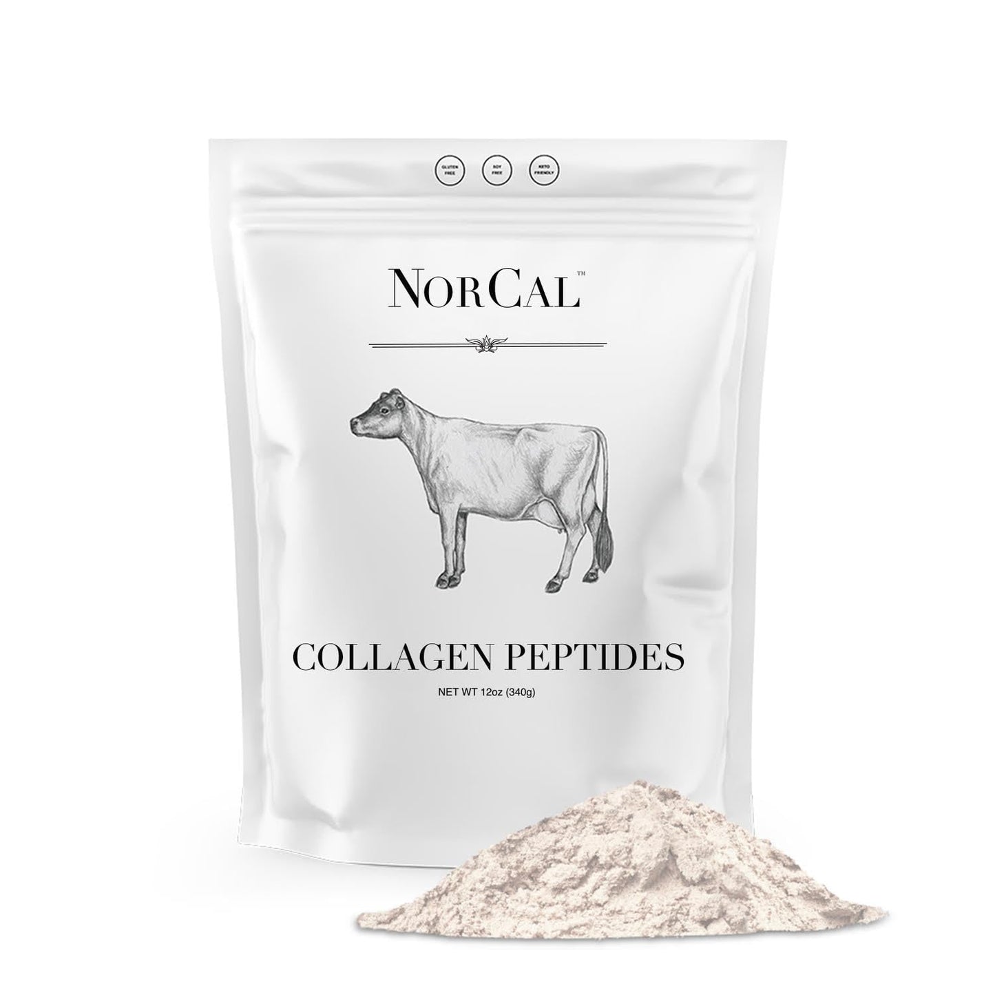NorCal Organic Hydrolyzed Collagen Peptides Powder, 12 oz