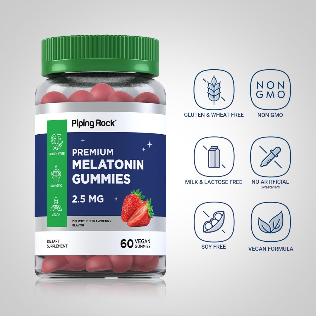 Piping Rock Melatonin Gummies 2.5 mg, 60 Count