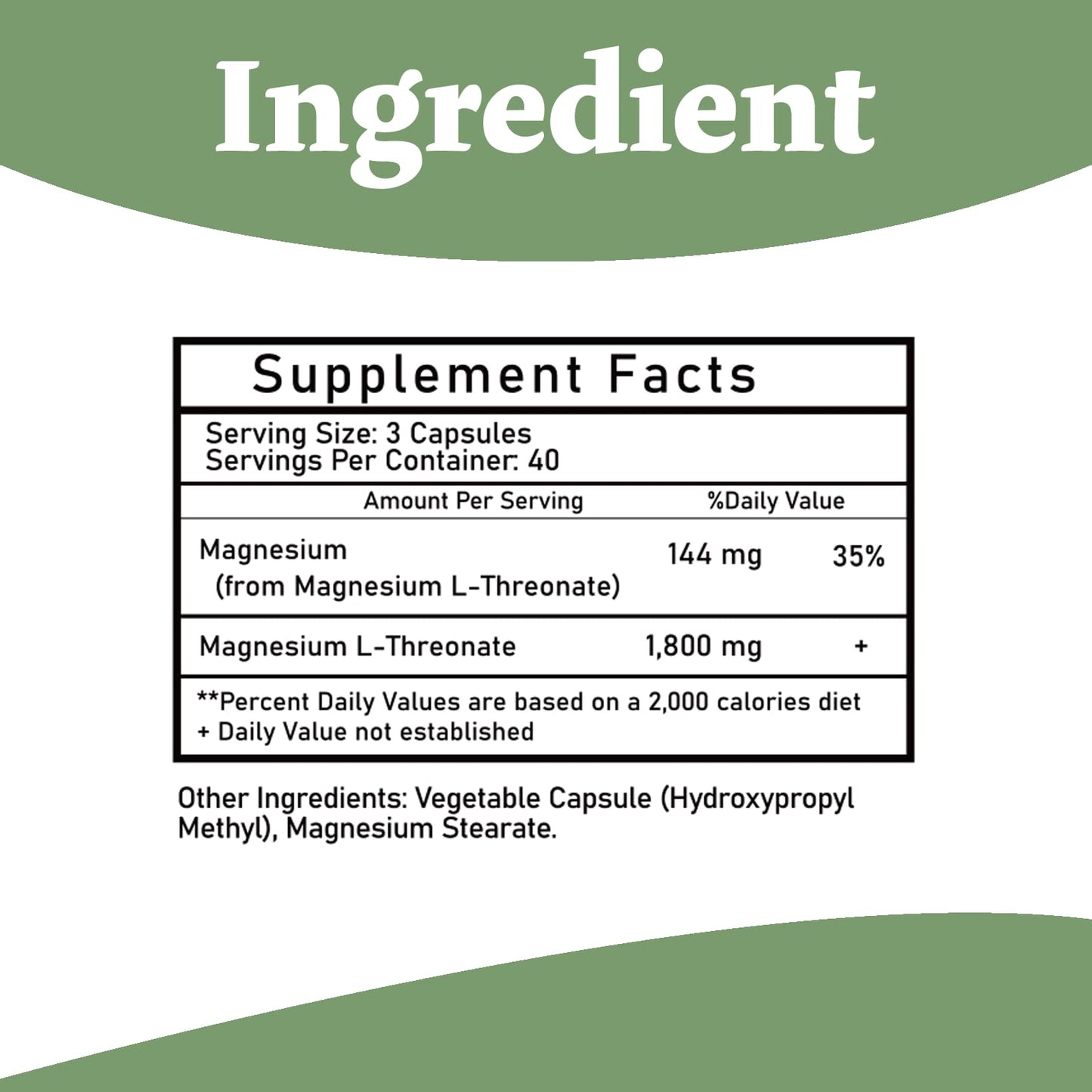 Bumjazz Magnesium L-Threonate Capsules 1800mg – 120 Count – High Absorption Magnesium Supplement for Rest and Cognitive Function Support