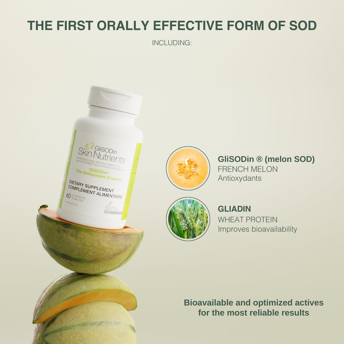 GliSODin Skin Nutrients The Antioxidant Enzyme - Reduces Oxidative Stress Capsules, 60 Count