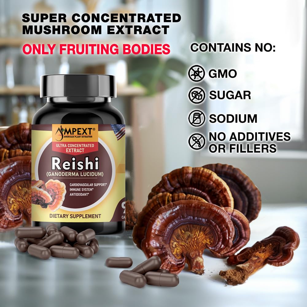AMPEXT Reishi Mushroom Extract Capsule 90 Count