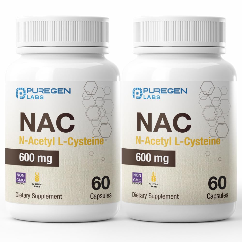 P Puregen Labs N-Acetyl-L-Cysteine (NAC) 600mg Vegetarian Capsules 120