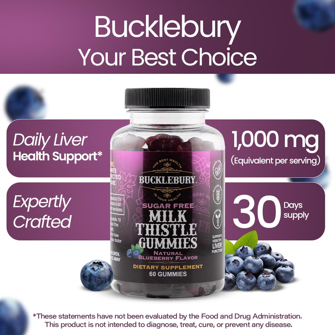 BUCKLEBURY Sugar-Free Milk Thistle Gummies 1000mg Gummy 1 Count