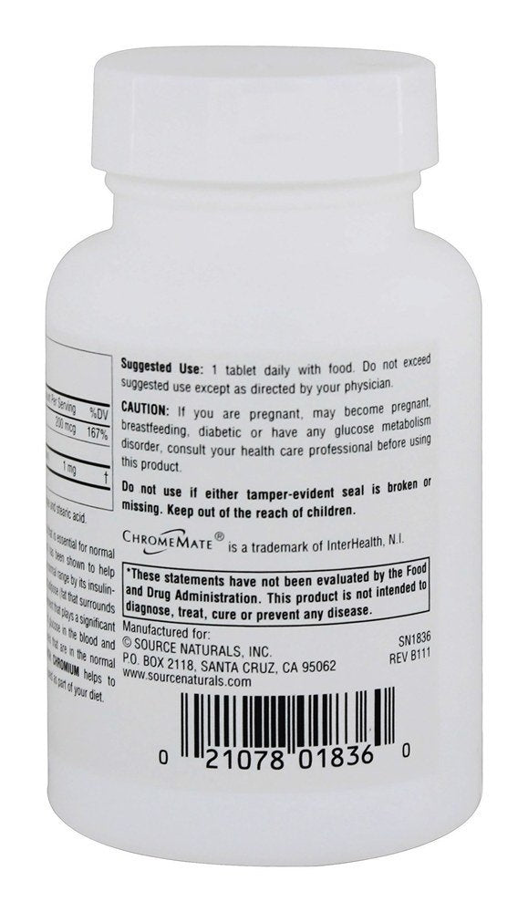 Source Naturals Vanadium with Chromium 200 mcg Tablets, 180 Count