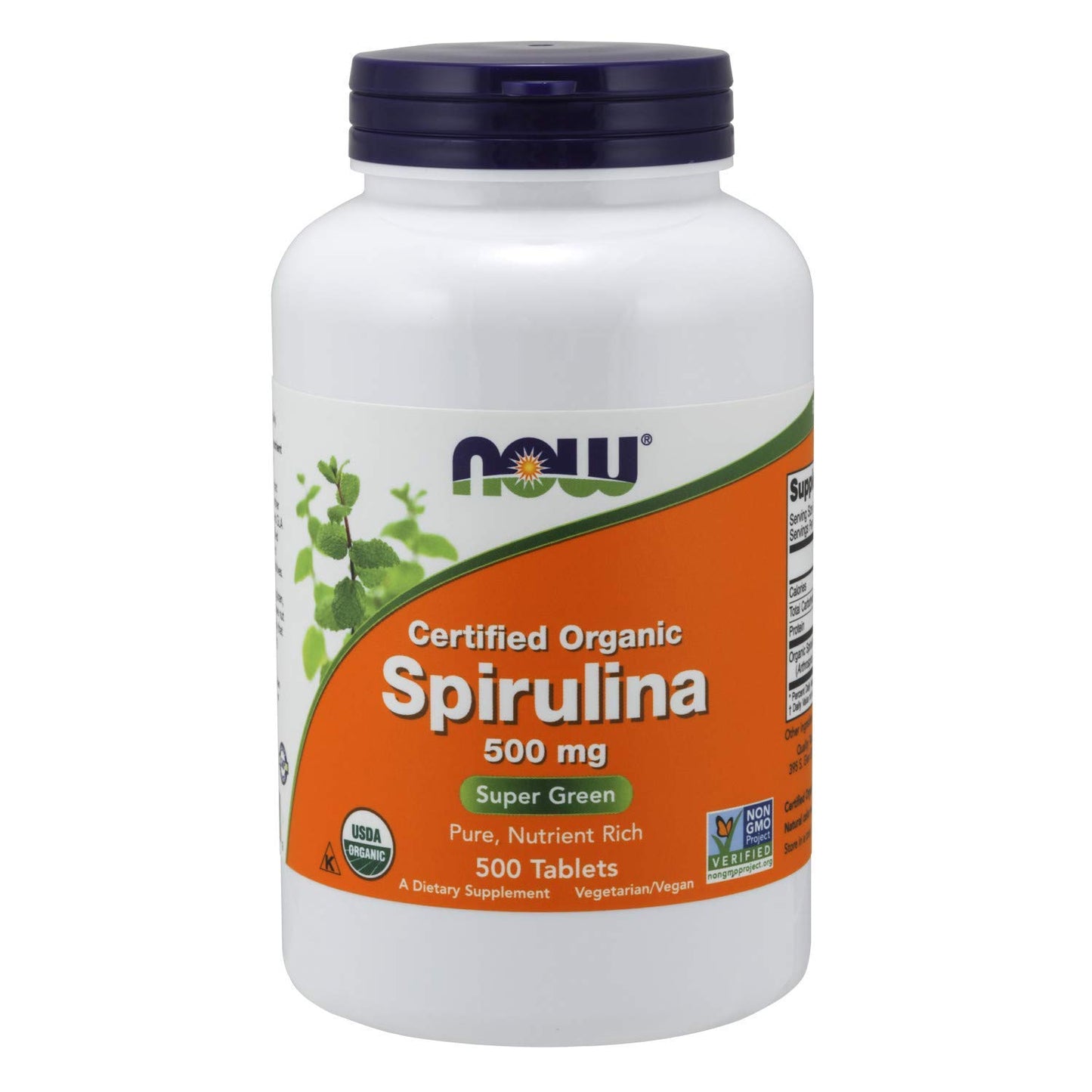 NOW Foods Spirulina 500mg Organic Nutrient Rich Superfood Tablet, 1 Bottle