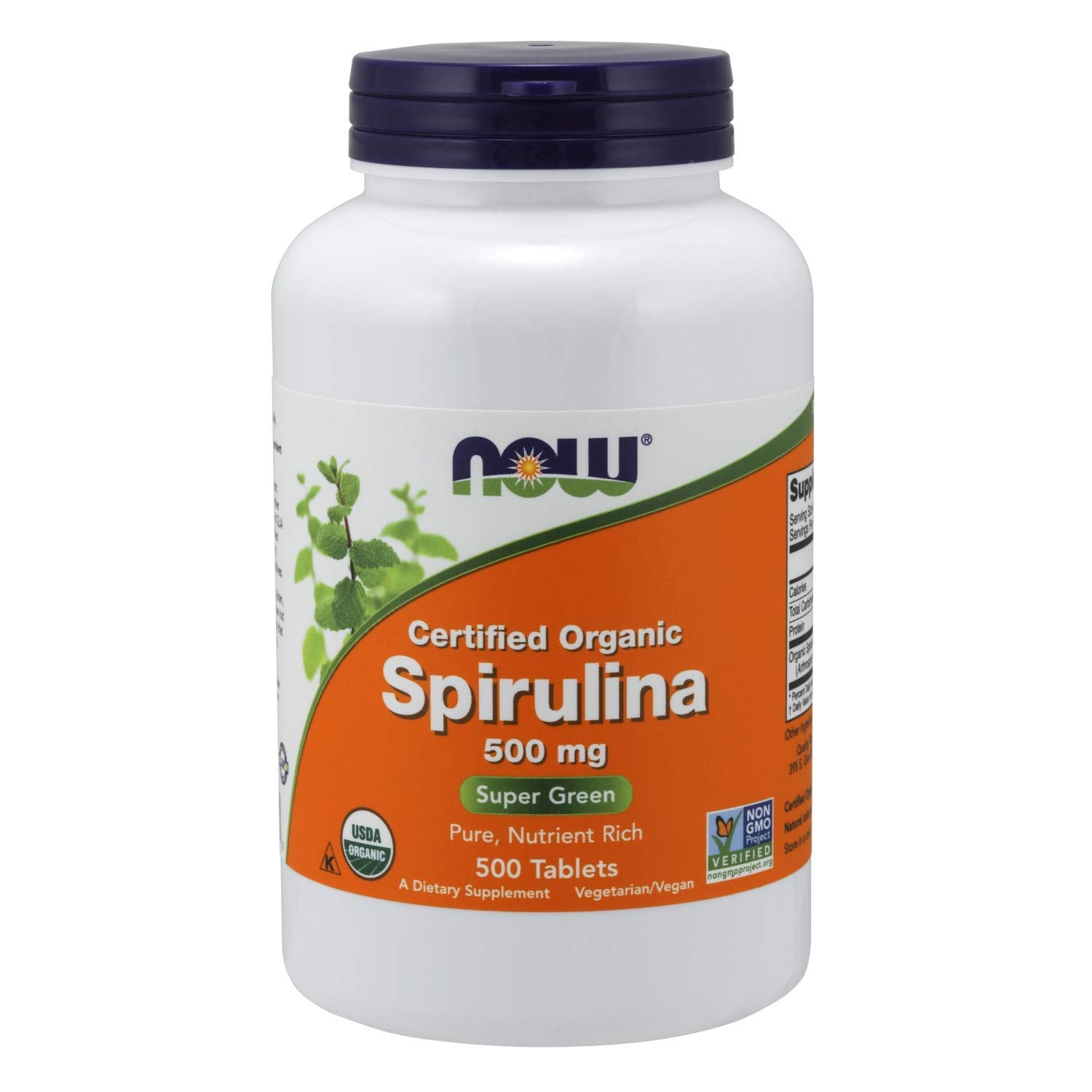 NOW Foods Spirulina 500mg Organic Nutrient Rich Superfood Tablet, 1 Bottle
