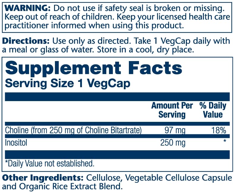 SOLARAY Choline & Inositol 250 mg VegCaps 200 Count