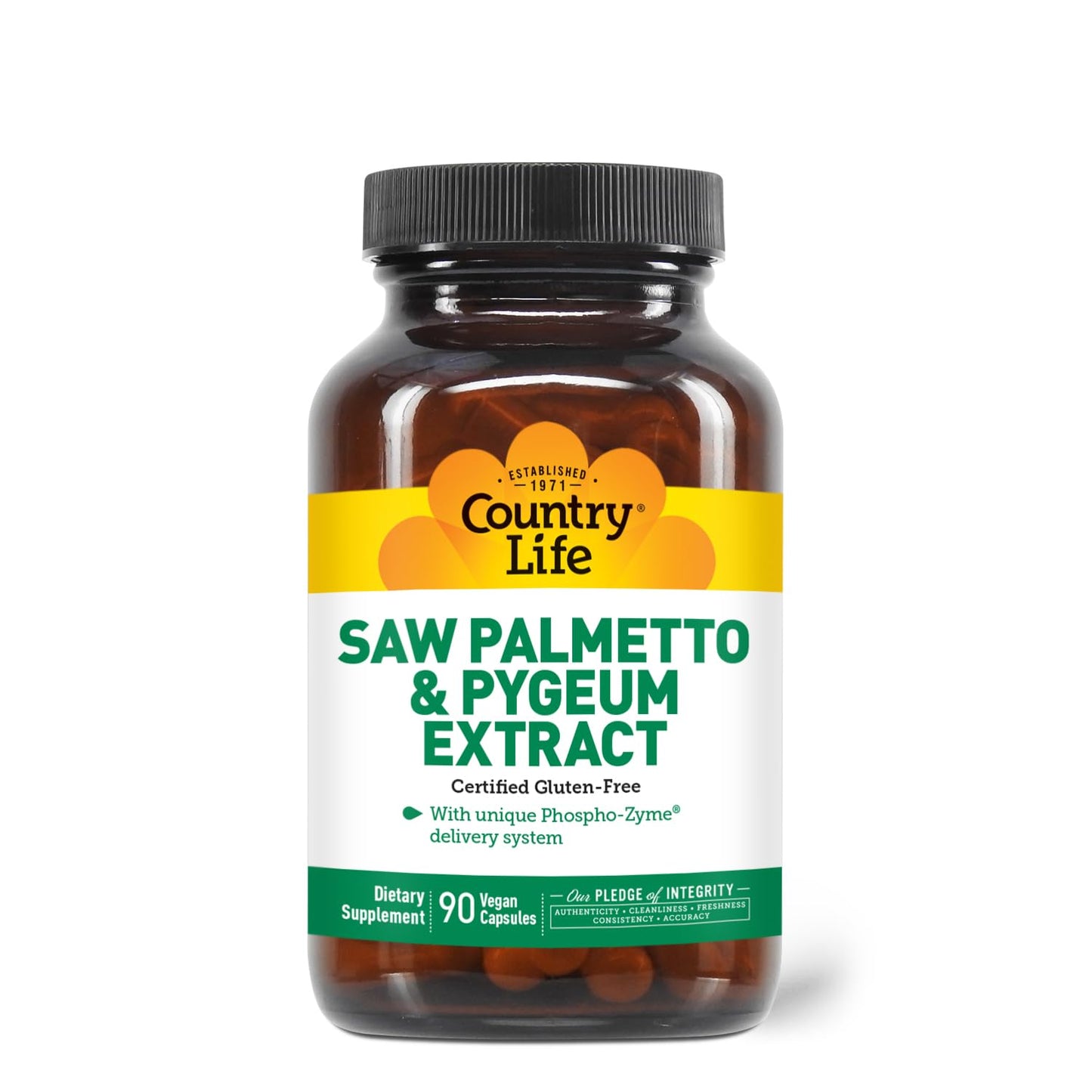 Country Life Saw Palmetto & Pygeum Extract Prostate Health Supplement for Men's Health Promotes Healthy Urinary Tract Function 90 Capsules