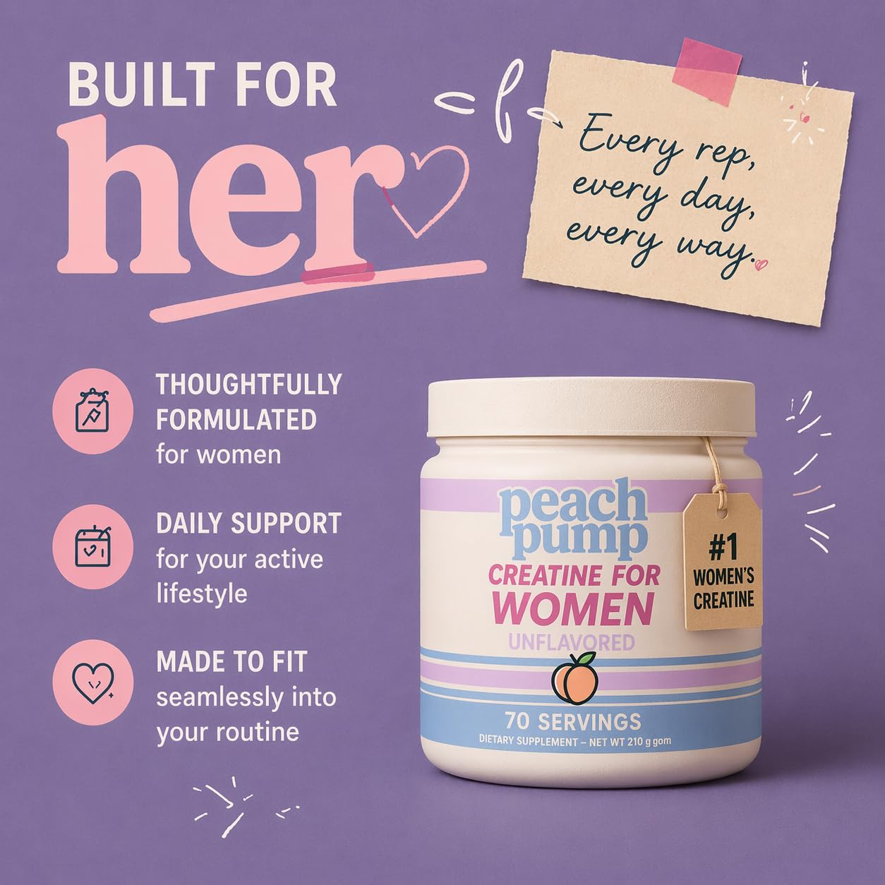 Peach Pump Creatine Monohydrate Powder, 14.82 Ounce