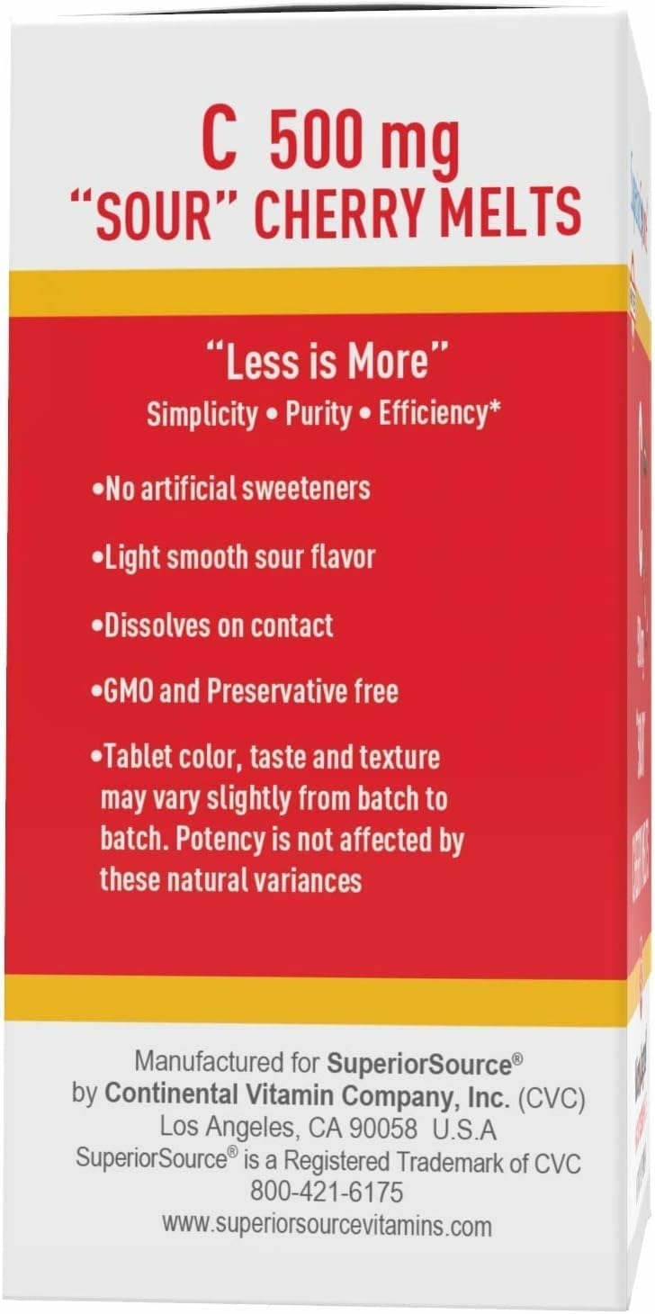 Superior Source Vitamin C 500 mg Sour Cherry Melts Tablet 180 Tablets
