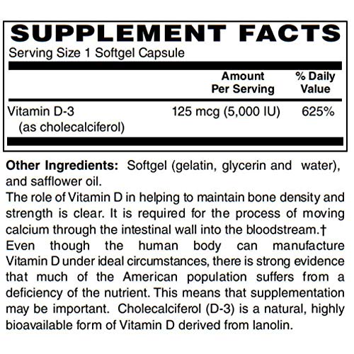 BariatricPal Vitamin D-3 125mcg (5000 IU) Easy Swallow Vegetarian Softgels 100