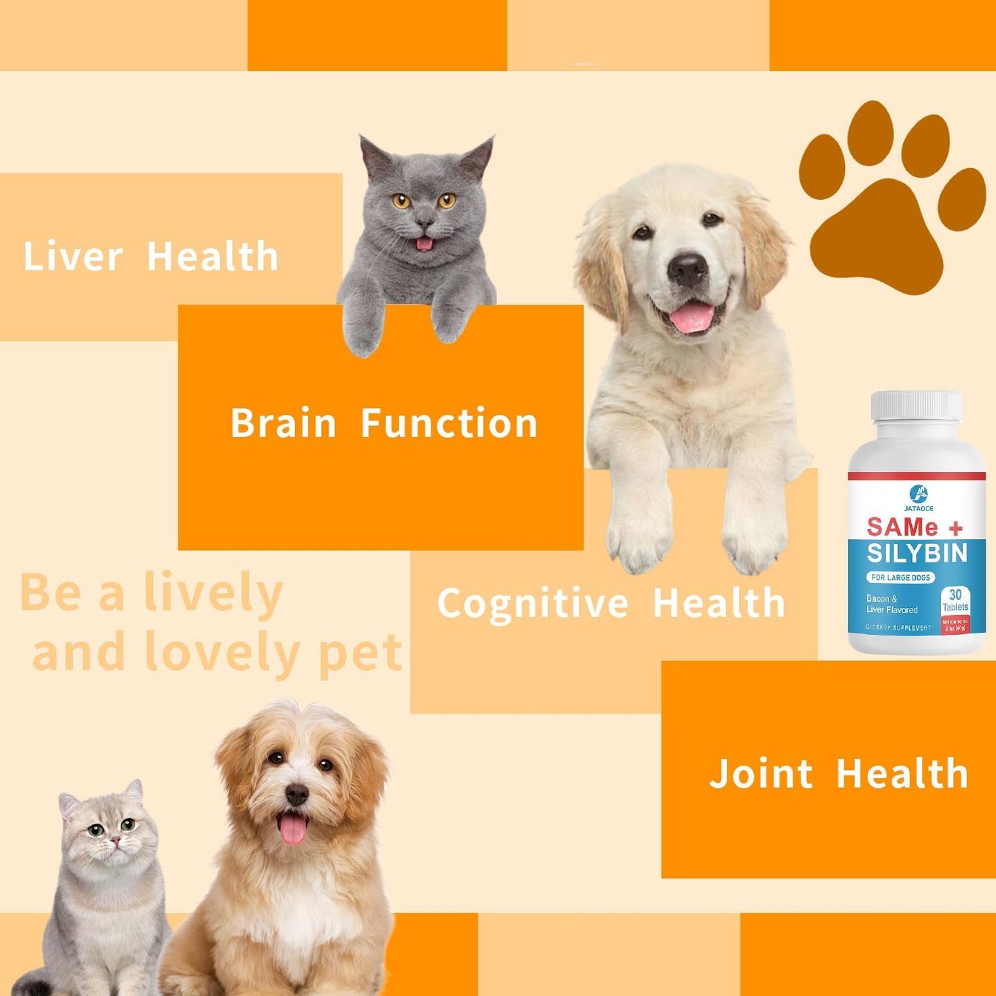 Jataoce S-Adenosyl-L-Methionine Silybin Liver Support for Dogs Tablets 60 Count