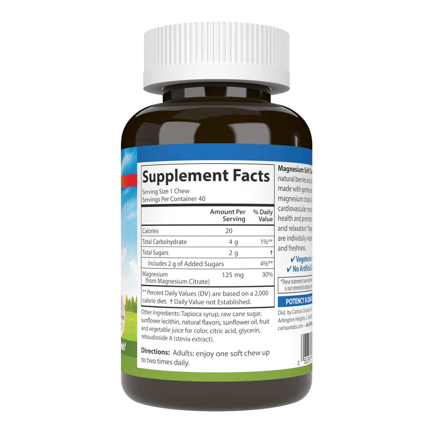 Carlson Magnesium Softgels 125 mg, 40 Softgels