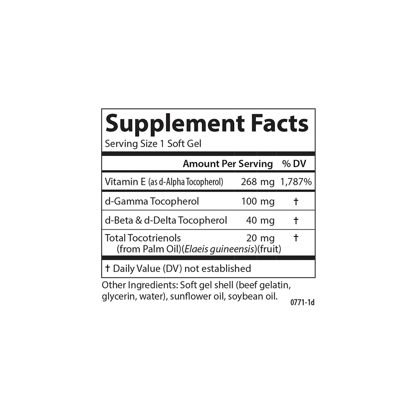 Carlson E-Gems Elite Vitamin E with Tocopherols & Tocotrienols Soft Gels 120