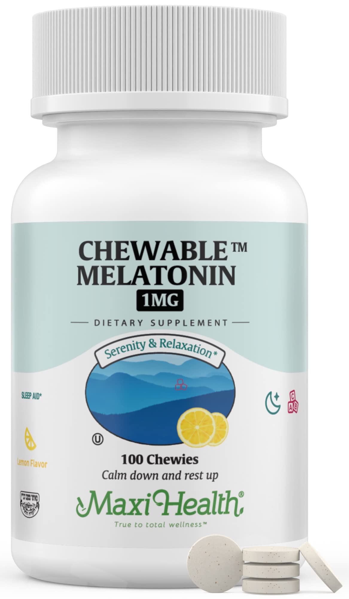 Maxi Health Melatonin 1mg Chewable Tablets 100 Count