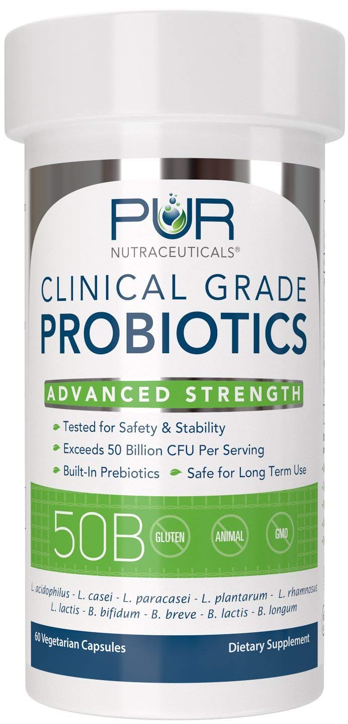 PUR Nutraceuticals Clinical Grade Probiotics 50 Billion CFUs, 60 Capsules