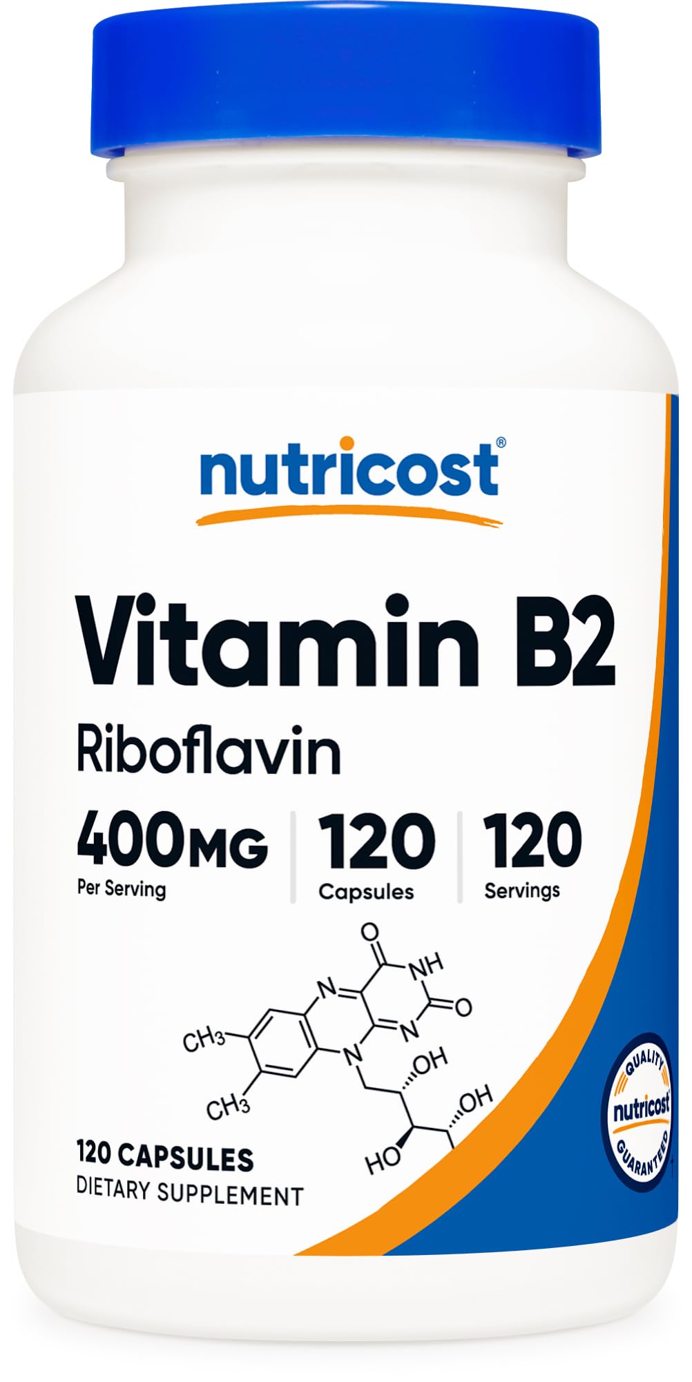 Nutricost Vitamin B2 (Riboflavin) 400mg Capsule, 120 Count, Gluten Free, Non-GMO