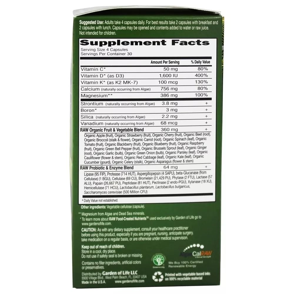 Garden of Life Vitamin Code RAW Calcium Capsules, 240 Capsules