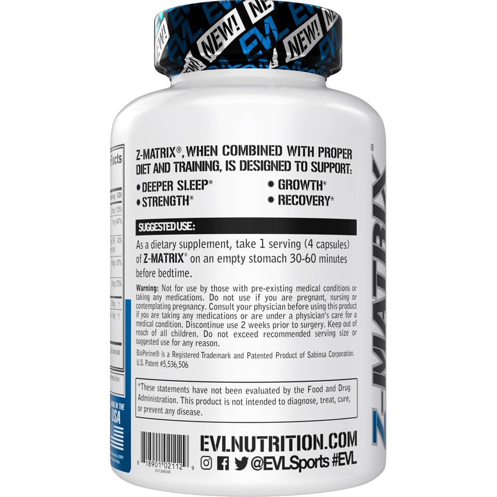 Evlution ZMatrix Magnesium and Zinc Post Workout Supplement Powder, 60 Servings