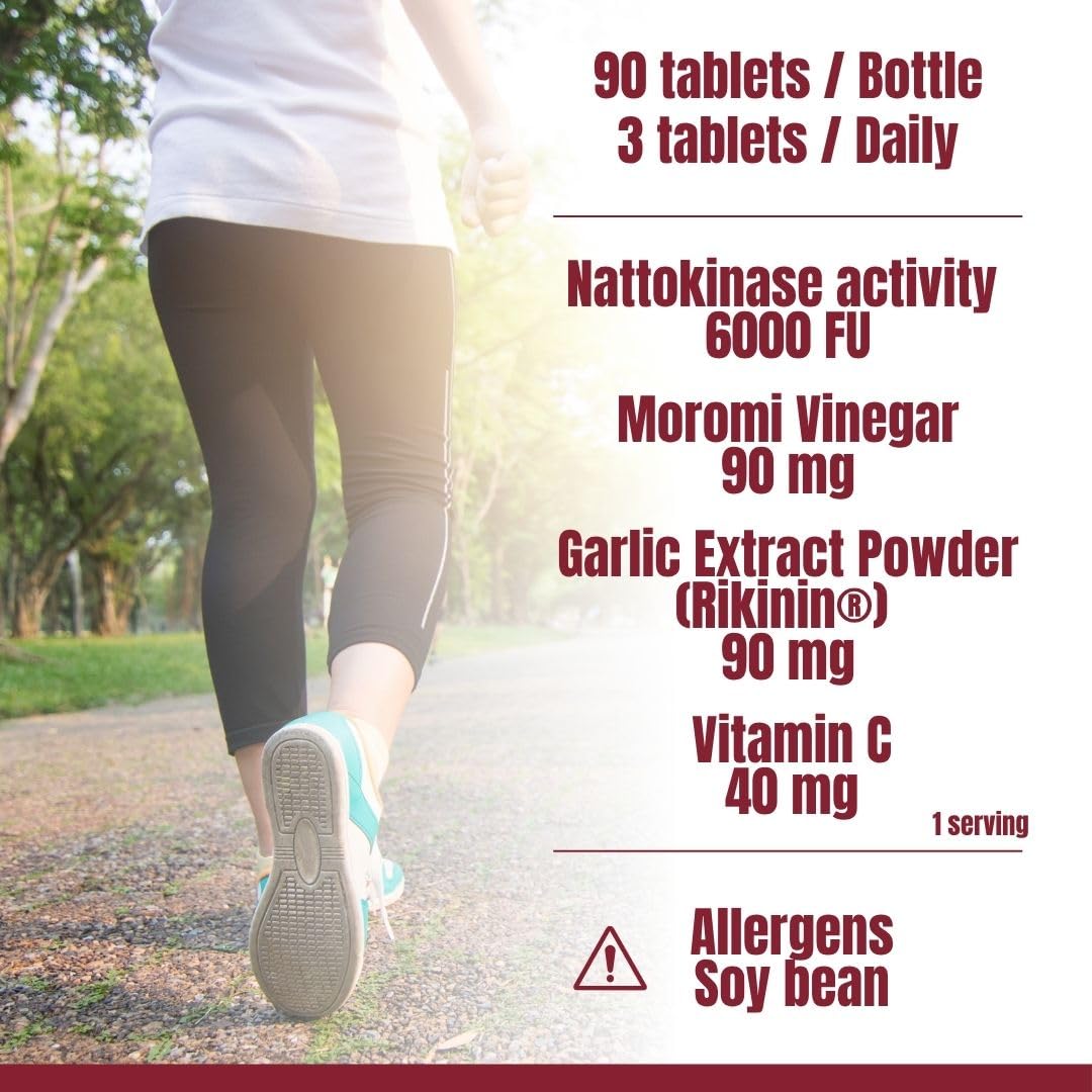 FINE JAPAN Nattokinase 6000FU – Japanese Fermented Natto Enzyme Supplement with Garlic and Vinegar, 270 Capsules