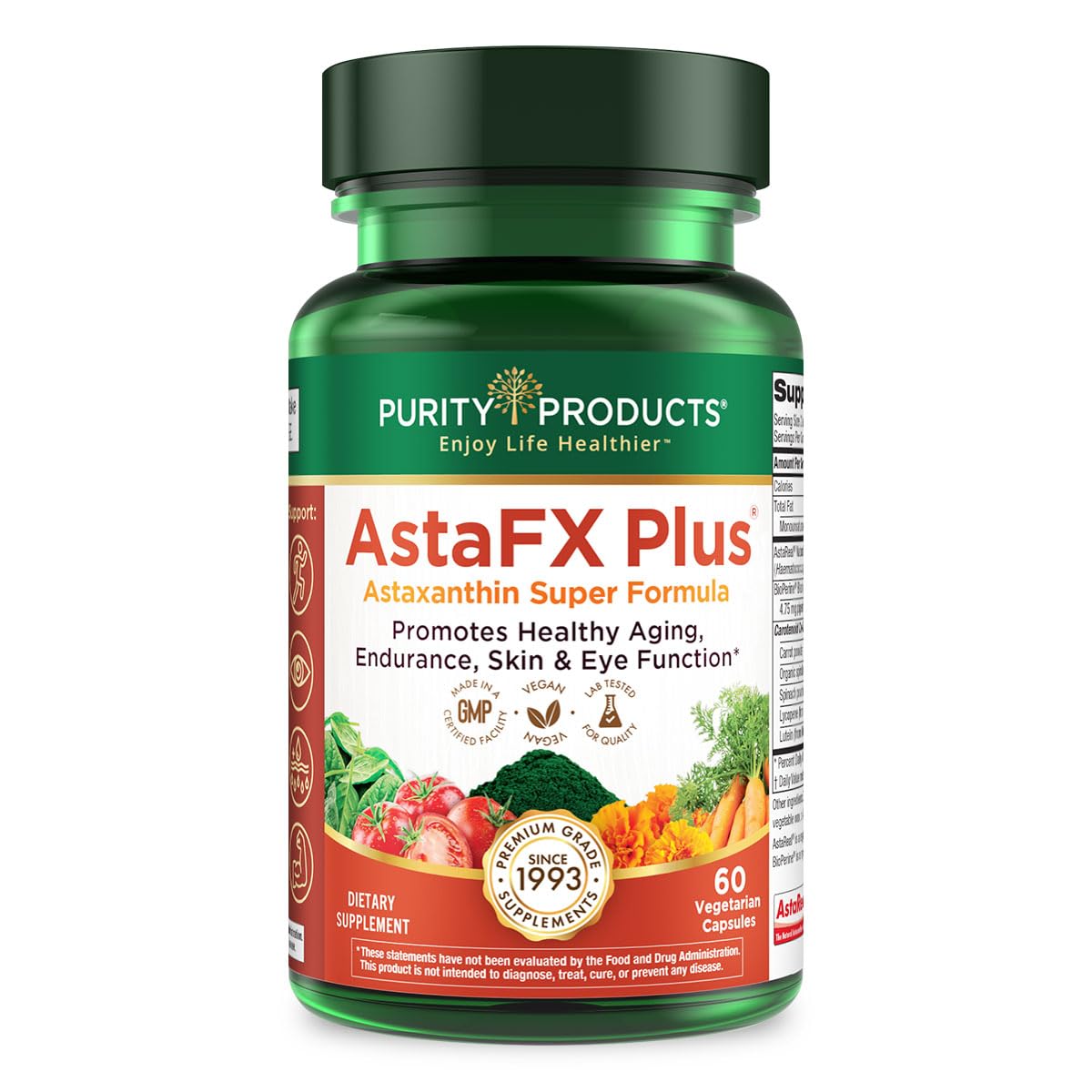 Purity Products AstaFX Plus Astaxanthin Super Formula Capsules, 60 Count