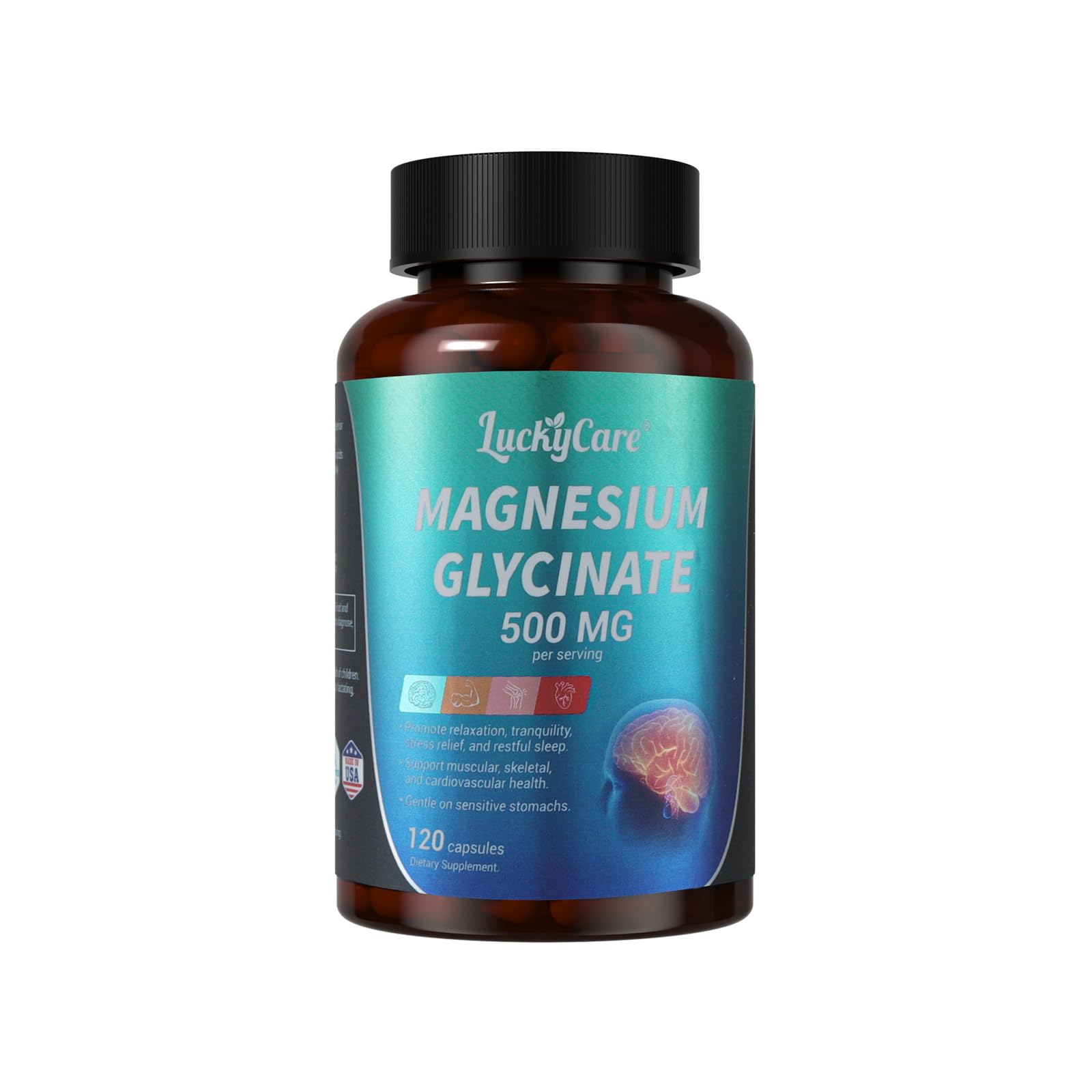 Luckycare Magnesium Glycinate 500mg Capsule, 120 Capsules