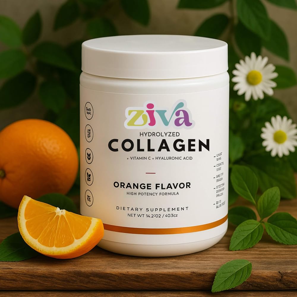 ZIVA Hydrolyzed Collagen – Orange Flavor Powder 14.2 Ounce