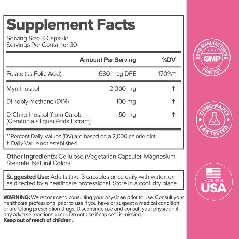 O Positiv FLO Ovarian Health Support – Hormone Balance for Women with DIM, Myo & D-Chiro Inositol, Folic Acid – Ovulation & Cycle Support, 270 Capsules