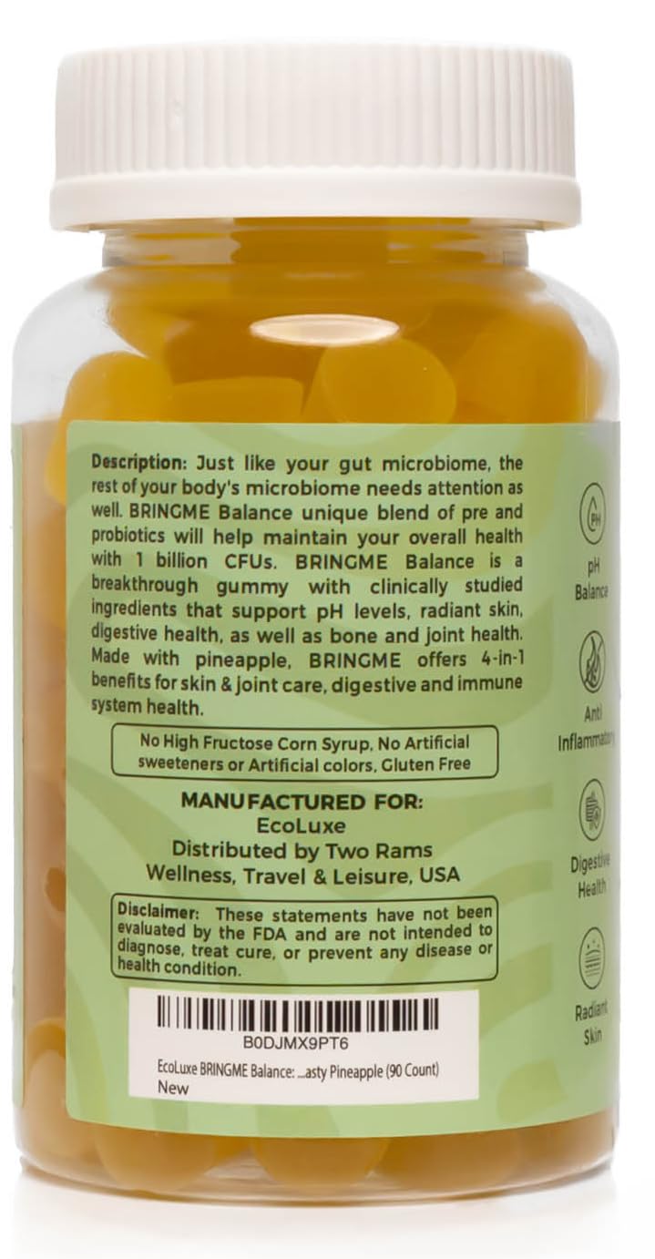 EcoLuxe BRINGME Balance Pre & Probiotic Gummies, 90 Count