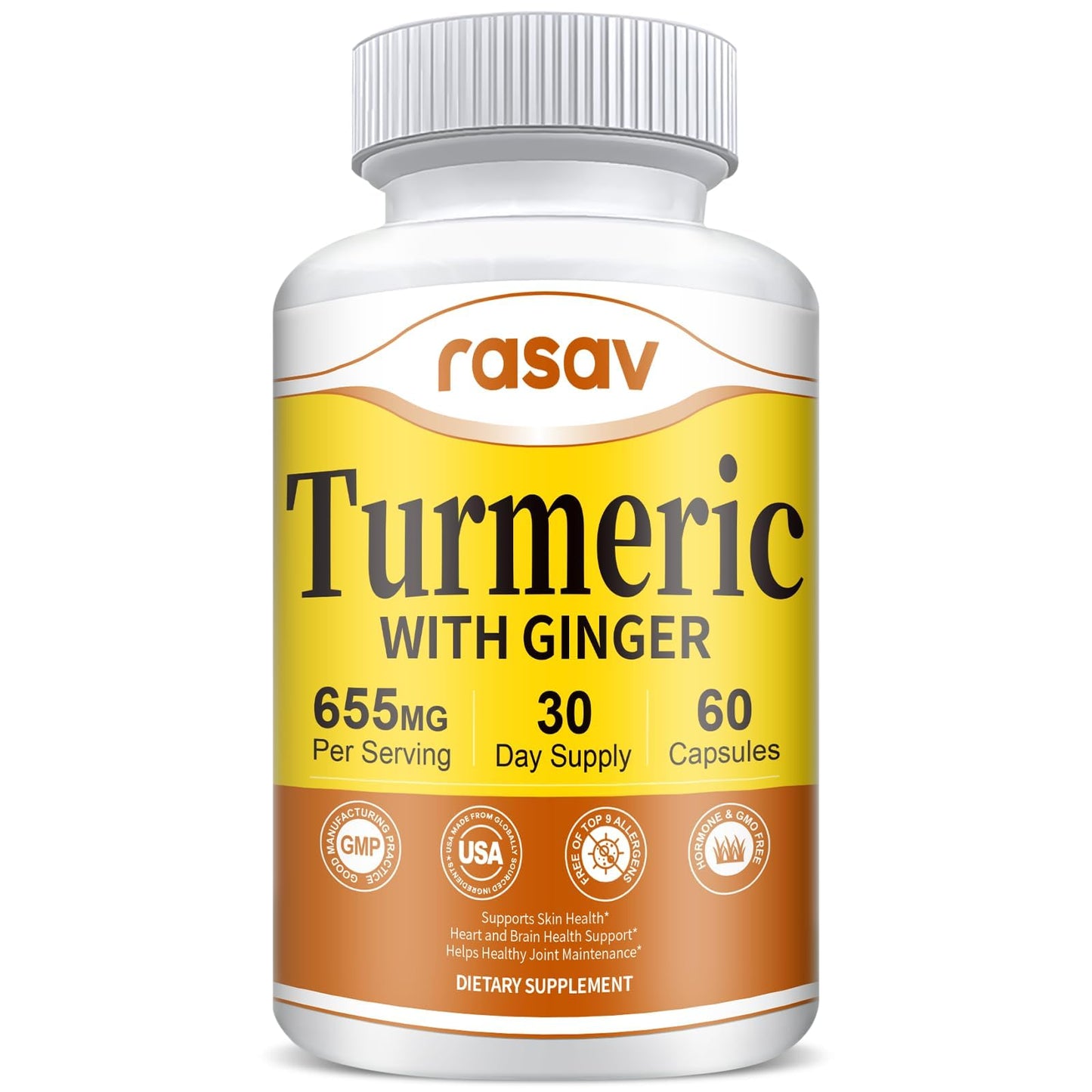 Rasav Turmeric Curcumin Supplement Capsule, 60 Capsules