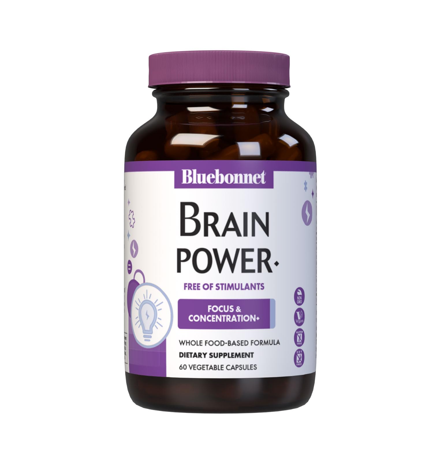 BlueBonnet BrainPower Whole Food-Based Nootropic Blend, 60 Capsules
