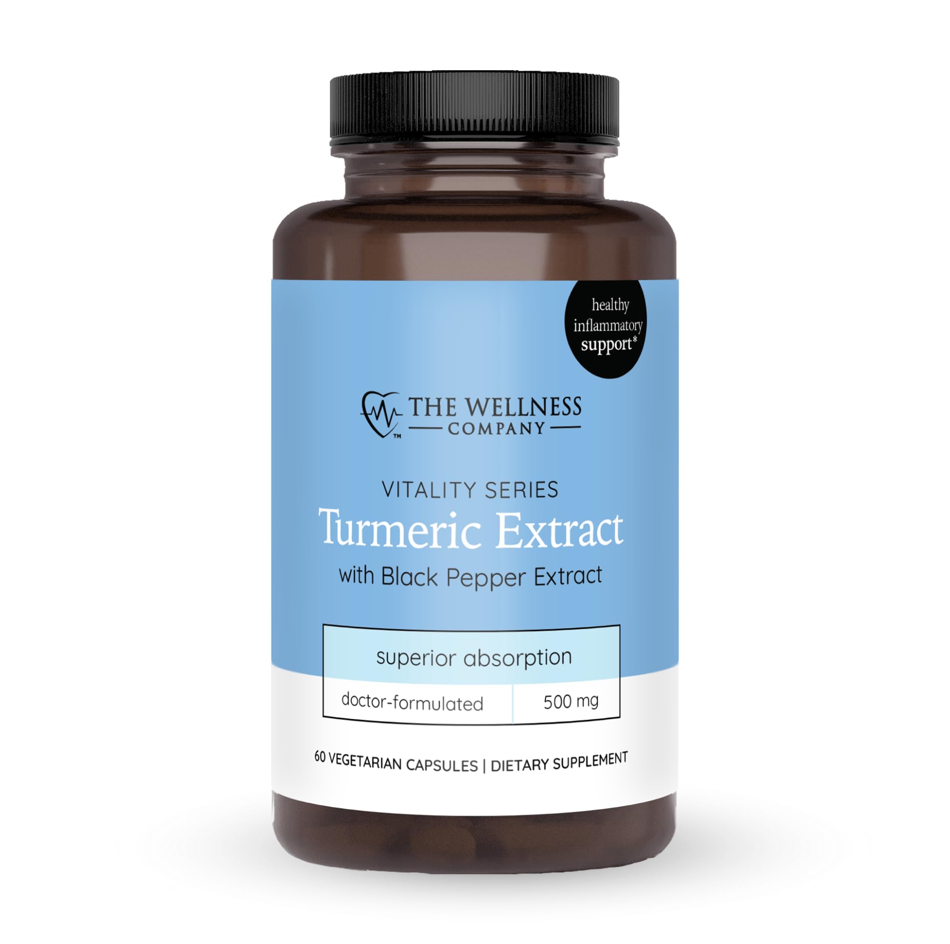 The Wellness Company Turmeric Extract – Healthy Inflammatory Response - Potent Curcumin Plus 95% Piperine Capsules, 60 Count
