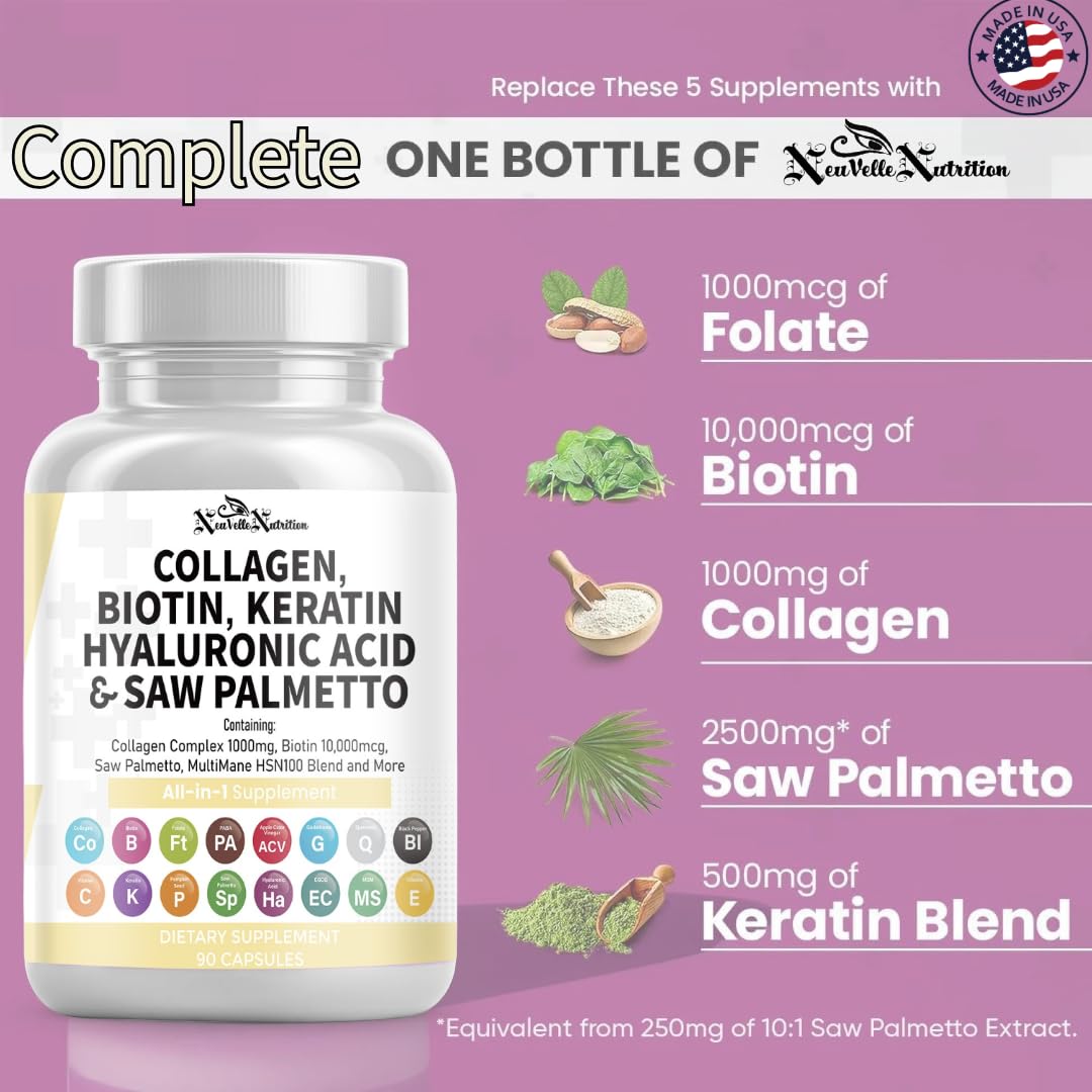 NeuVelleNutrition 16 in 1 Collagen Supplement Capsules, 90 Count