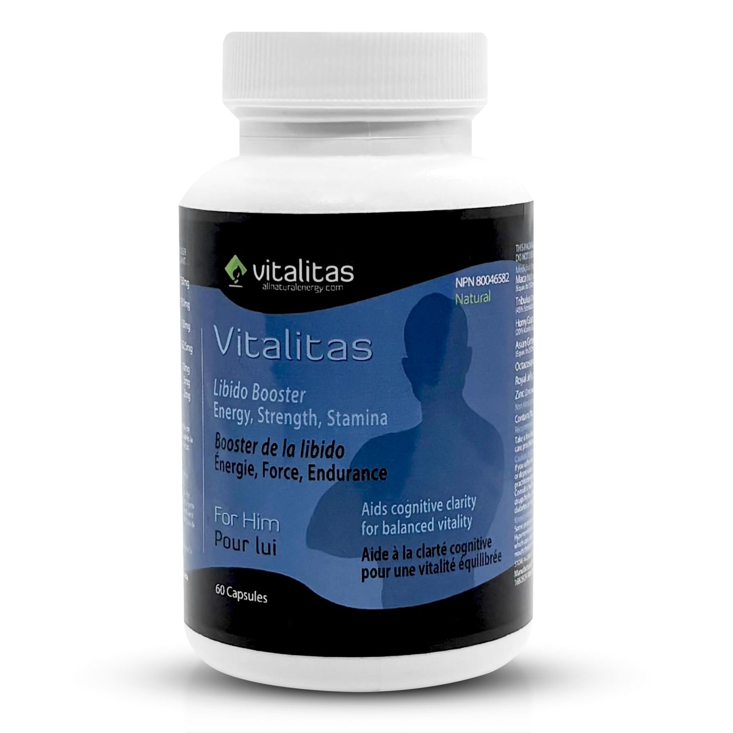 Vitalitas Testosterone Booster for Men, 60 Capsules