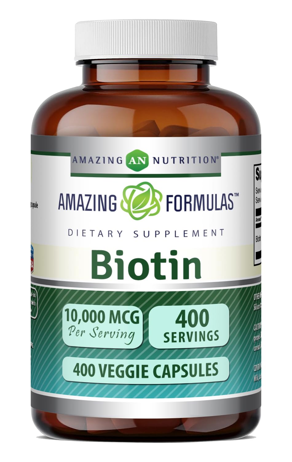 Amazing Nutrition Biotin 10000 mcg Veggie Capsules, 400 Count