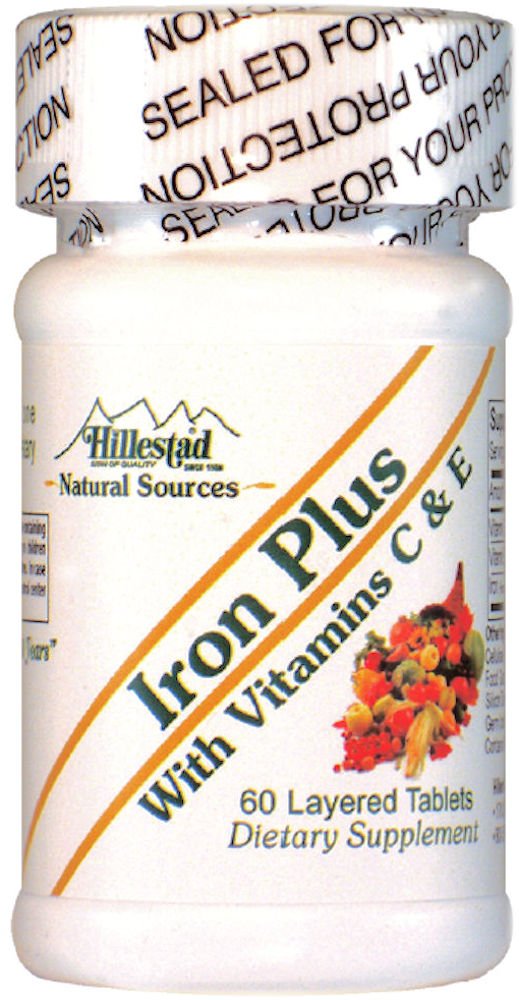Hillestad Pharmaceuticals Iron with Vitamin C & E Tablets, 60 Tablets