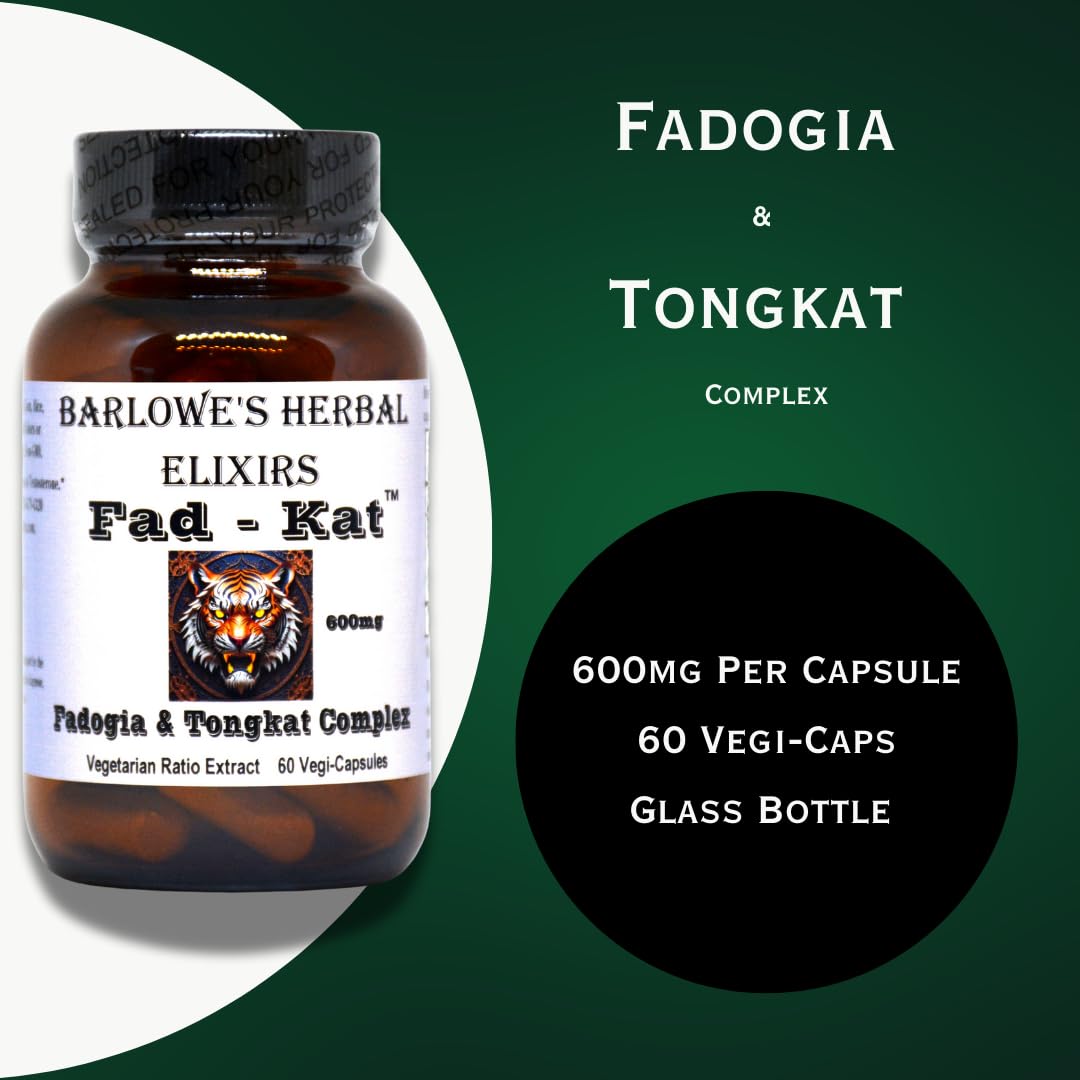 Barlowe's Herbal Elixirs Fad-Kat Fadogia Agrestis & Tongkat Ali Capsules, 60 Count