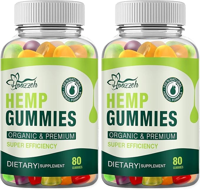 Hoozzch Natural Hemp High Potency for Pain Sleep Anxiety Relief Edible Made with Pure Hemp Oil Advanced Extra Strength Low Sugar Gluten Free, 160 Gummies